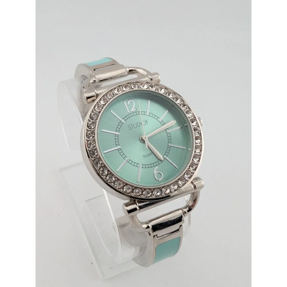 Studio‎ Time Watch Women 35mm Case Blue Enamel Cuff Band- New Battery